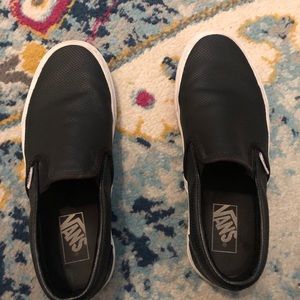 PERF LEATHER SLIP-ON womens 8.5 Vans, black shoes, worn a few times